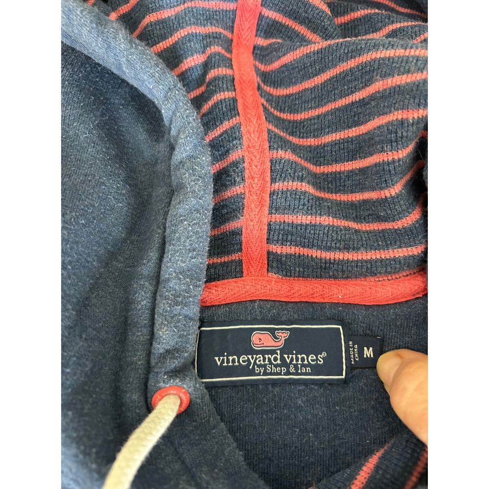Vineyard Vines Pullover‎ Hoodie Blue Striped Lined Drawstring Pocket Size M - Picture 3 of 6